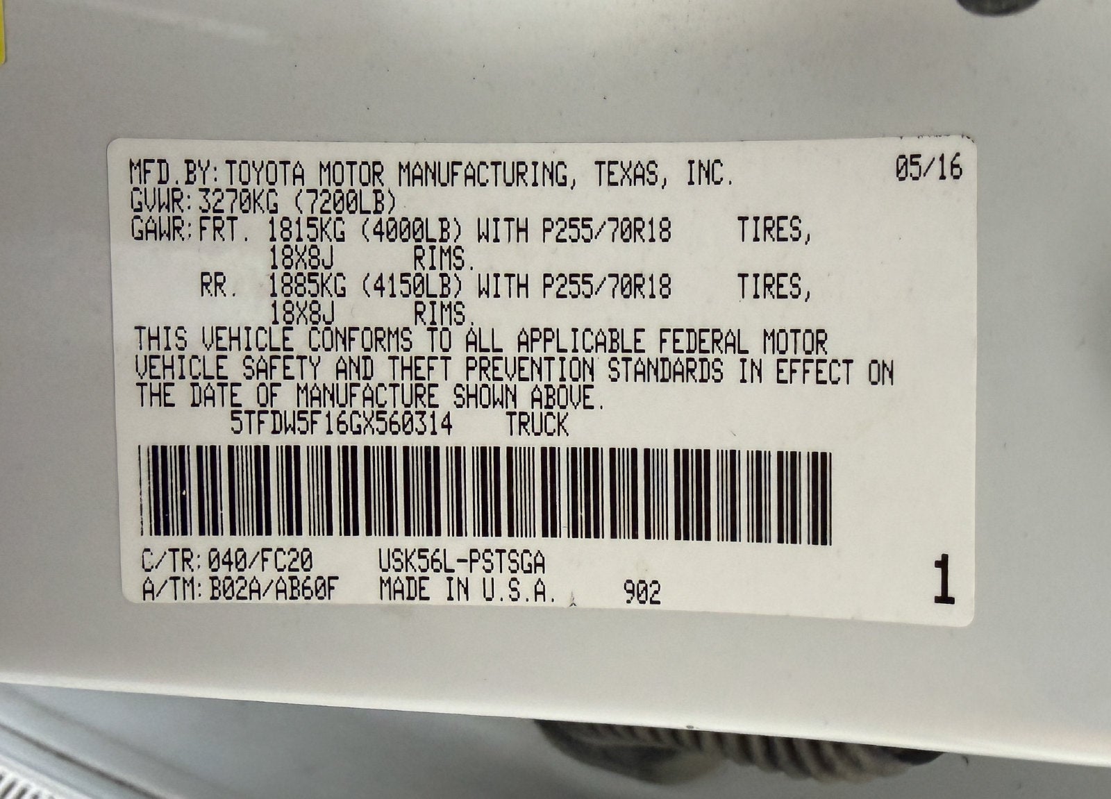 2016 Toyota Tundra 4WD Truck SR5